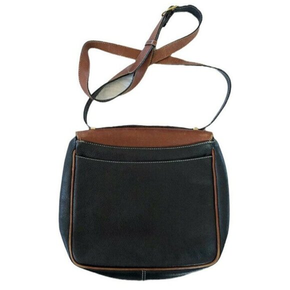 Bally Vintage Black and Brown Leather Crossbody Flap Front Bag - Picture 2 of 11